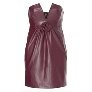 Ashley Park x RTR Voila Dress Vegan Leather Strapless Sheath Mini Purple Size 0